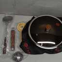 WANGYUANJI 10.2 Inch Cast Iron Wok with Lid, Flat Bottom Small Stir-Fry Pan with Wooden Handle, Uncoated Cast Iron Skillet for Gas, Induction and Electric Stovetops (steel Spatula-WOK)