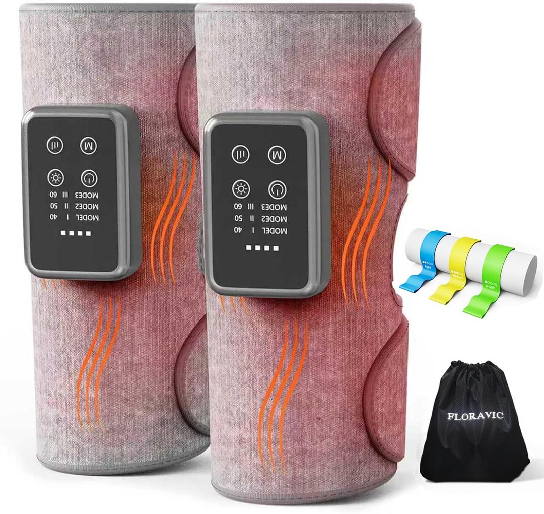 Cordless Leg Massager with Heat for Daily Pain & Comfort Use, Calf Massager with Adjustable Wraps, 3 Modes & 3 Intensities, Valentines Day Gifts for Him Men, Seniors, Mom Gifts for Relaxing (Lightgray)