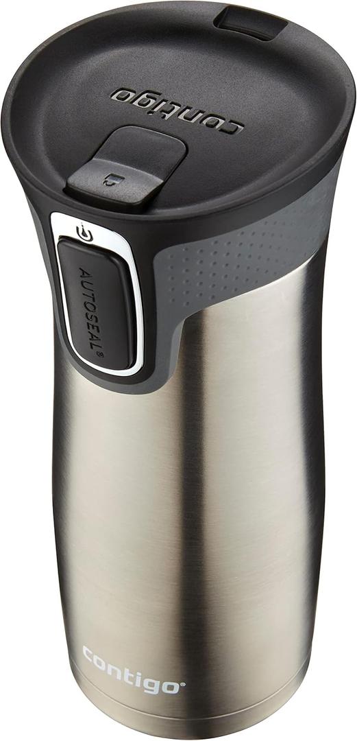 Contigo West Loop Stainless Steel Travel Mug with AUTOSEAL Lid, 16oz., Stainless Steel/Black (16oz (Single Pack))