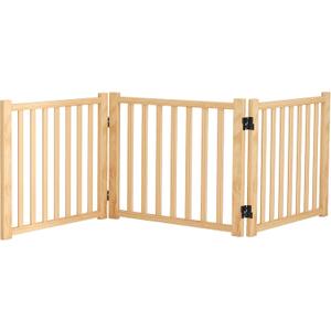 YOCAN Freestanding Wooden Dog Gate - Foldable Pet Gate for Indoor Use, Doorways, Stairs, Halls, and House - Durable Dog Fence for Pets-3 Panel 16.9"