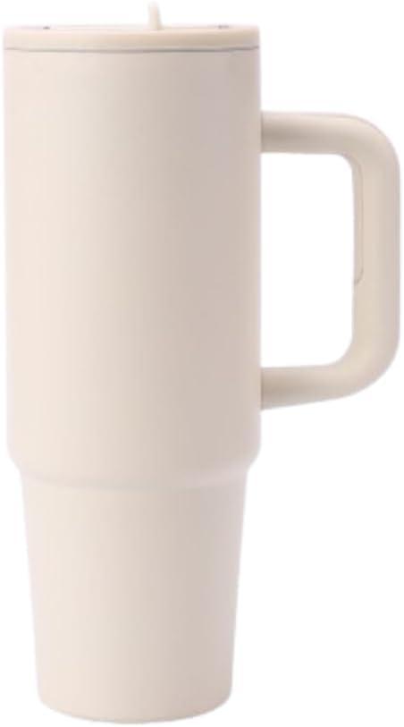 30oz,40oz Tumbler with Handle and Straw 40 oz Flowstate 3-Position Lid Cup Holder Compatible for Travel Insulated Stainless Steel CupWhite 30oz