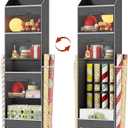 Over Door Wrapping Paper Organizer Storage with 3 Removable Drawers & Side Pockets  Dual Use Design with Elastic Straps  Christmas Gift Wrap Storage for Ribbons, Bows, Ornament and Other Tools (Grey)