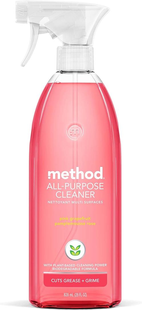 Method All-Purpose Cleaner, Pink Grapefruit, Perfect for Most Counters, Tiles, Stone, and More, 28 oz spray bottle (28 Fl Oz (Pack of 1))