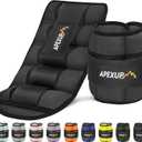 APEXUP 10lbs/Pair Adjustable Ankle Weights for Women and Men, Modularized Leg Weight Straps for Yoga, Walking, Running, Aerobics, Gym, Physical Therapy (Black)