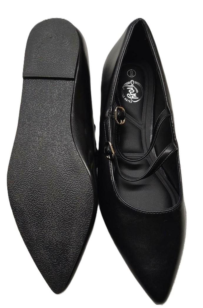 Trary Flats for Women Closed Pointed Toe Mary Jane Shoes Women Comfortable Slip on Ballet Flats Dressy Shoes Adjustable Strap PU Leather Mary Janes Loafers, Size 9