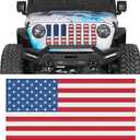 Hooke Road Gladiator Grill Inserts Bug Deflector JL Grille Guard Cover for 2018-2026 Jeep Wrangler JL & Gladiator JT (American Flag, Red & White, Steel)
