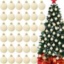 Menkxi 30 Pcs Christmas Velvet Balls 1.97 Flocked Christmas Hanging Ornaments Handmade Velvet Balls Xmas Tree Ornaments Xmas Tree Bulbs for Wedding Anniversary Party (Cream White)