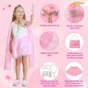 Meland Princess Dress up Clothes for Girl, Princess Cape with Kid Crown Toys, Birthday Gifts for Toddler Girls 3,4,5,6,7,8 (Pink)