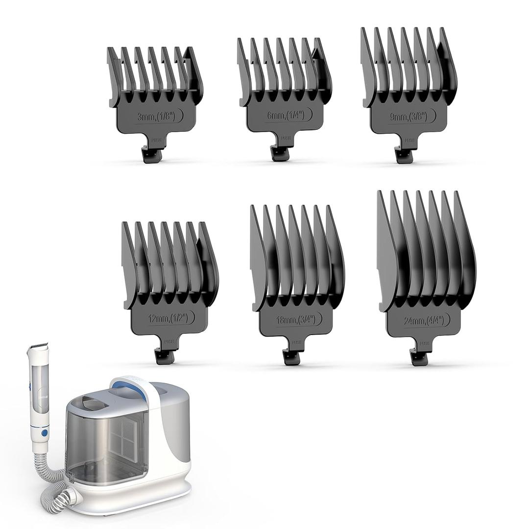 oneisall 6Pcs Attachment Guide Comb Guards for BM3 Dog Grooming Vacuum, 3/6/9/12/15/18mm Professional Trimming Combs for All Body Parts