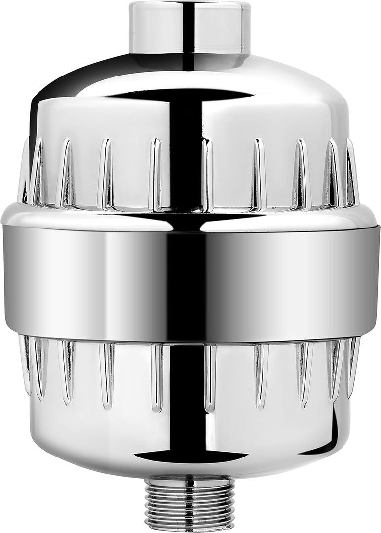 AquaBliss High Output Universal Shower Filter with Replaceable Multi-Stage Filter Cartridge  Transform Itching, Eczema & Acne into Glowing Hair, Nails & Skin Fast - Chrome (SF220)