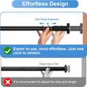 Long Tension Rod 41-144inch Black Tension Curtain Rods no Drilling 1.26" Diameter Outdoor Curtain Rod for Patio,Windows,Shower,Doorway,Heavy Duty Spring Rods