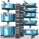 ORDORA 8 Tier Pot and Pan Organizer Rack for Cabinet With 3 DIY Methods, Adjustable Organizer for Pots, Pans and Lids (1A-16.5"H-Non Slip)