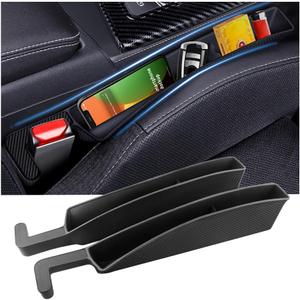 2PCS New Car Seat Gap Filler with 2 Storage Areas,Stylish Car Seat Gap Storage for Stabilizing Phone,Keys Wallet,Universal Car Seat Gap Filler Organizer Interior Accessories (Carbon Black)