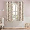 jinchan Nursery Curtains 95% Blackout Pink 63 Inch Long Floral Curtains for Girls Room, Farmhouse Drapes for Living Room Bedroom Darkening Window Treatment Grommet Top, Set of 2 Panels