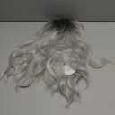 Silver Wigs for Women Long Ombre Grey Wavy Wig with Bangs Dark Roots Synthetic Hair Wig Medium Middle Length Wig Water Wave Gray Colorful Wigs for Daily Party Cosplay Costume Use (16 inch)