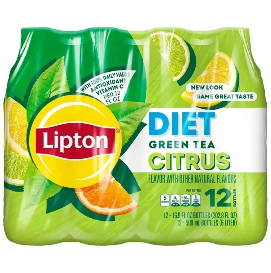 Lipton Diet Iced Green Tea, Citrus Bottle Tea Drink, 16.9 fl oz, 12 Bottles, 2 Packs