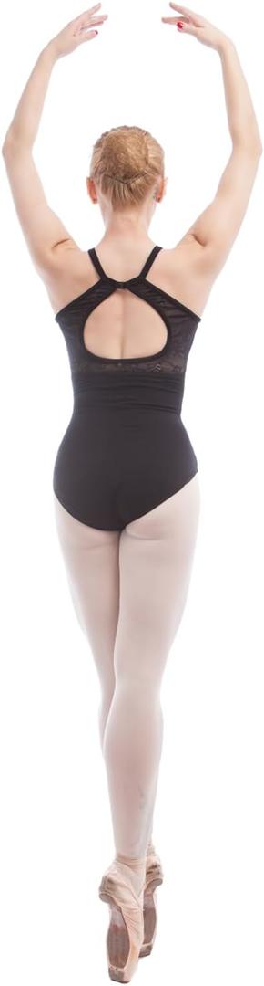 Open Back Stretch Bodysuit for Women and Girls High Neck Criss Cross Ballet Gymnastics Yoga, XS