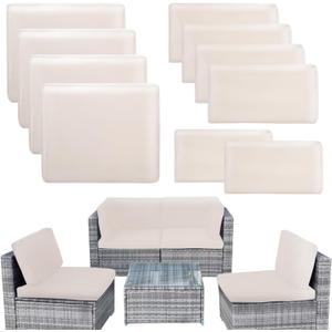 10 Pcs Outdoor Patio Cushion Covers Replacement, Couch Cushions Covers with Zippers, Waterproof Patio Furniture Cushion Slipcovers for Couches,Outdoor Patio Furniture (Beige, Cover Only)