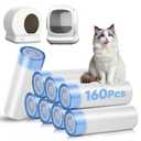 160 Count Cat Litter Box Liners Compatible with MeoWant-SCO1 & MeoWant-SCO2, Cat Litter Liners for Automatic Litter Box, Thick Heavy Duty Waste Bags with Drawstrings, 18.11" x 12.6"