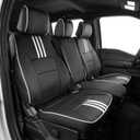 EKR F150 Seat Covers for (4 Door,SuperCrew) 2015-2020 Ford F150 & (CrewCab) 2017-2022 F250/F350/F450 SuperDuty Limited/King Ranch/Lariat/Platinum Full Set,Faux Leather(Black with White Trim)