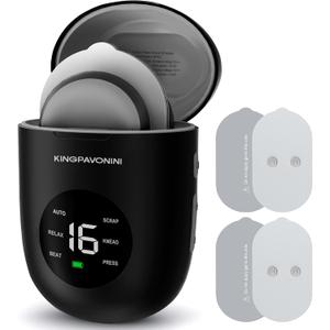 KingPavonini Wireless TENS Unit, Muscle Stimulator for Pain Relief, Portable Rechargeable TENS EMS Machine, LED Screen, Remote, Dual Channel 6 Modes 16 Intensity Massager, Charging Case (Black)