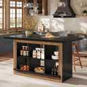 Tribesigns Kitchen Island with Storage, Farmhouse Island Bar, Black&Brown