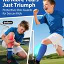 Soccer Shin Guards for Kids Youth Adults - 1-Pair Soccer Shin Defender with Honeycomb Compression Sleeves for Ski, Football, Baseball, MTB & Kickboxing 4-6 6-8 8-10 10-12 (3 Colors) (Small, Blue)