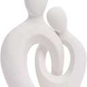 Quoowiit Ceramic Couple Sculptures for Home Decor, Abstract Lover Statue for Shelf, Office, Living Room, Bedroom, Gifts for Anniversary, Valentine's Day, Birthday (White)