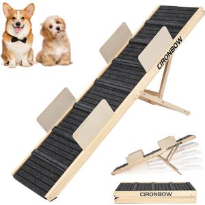 Upgraded Dog Ramp for Bed, Couch, Car, Foldable Pet Ramp, Non-Slip Pad & Safety Baffle-6 Adjustable Height 12" to 30", Portable Stable Pet Steps for Small & Medium Old Dogs & Cats