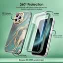 SHEDEER for iPhone 15 Pro MAX Case with Glitter Camera Protector & Screen Protector, Anti-Yellowing Chic Pattern, Shockproof Drop Protection Anti-Scratch Phone Cover 15 Pro MAX 6.7'', Dream Green