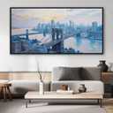 Modern Wall Art - New York Pictures Wall Decor for Living Room, Contemporary Artwork for Walls, Large Framed Art, Brooklyn Bridge Wall Art for Office 2958IN
