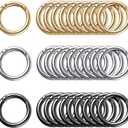 30Pcs Metal Spring O Rings Round Carabiner Keyring, BetterJonny 35mm Spring Keyrings Buckle Snap Clip Trigger for Keychain Bags Purse Craft DIY Accessories(3 Colors)