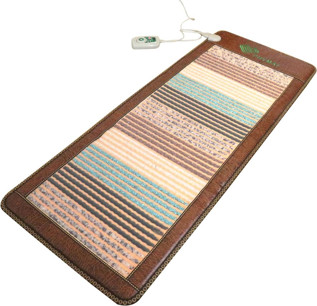 PHYMAT Far Infrared Heating Pad for Back - Infrared Mat Full Body - Amethyst Mat - Bio Crystal Mat - 5 Color Natural Gemstones Heating Pad with Overheat Protection and Auto Off Function(67"x27")