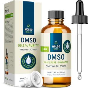 WoldoHealth DMSO 99.9% Pharmaceutical Grade 3.38 fl. oz - FT-IR Verified Dimethyl Sulfoxide, Low Odor Solvent in Glass Bottle with Dropper