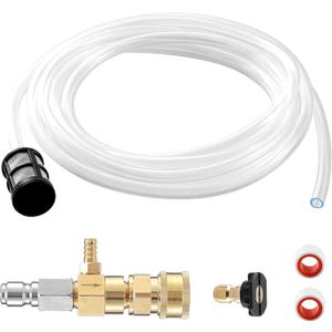 JOEJET Downstream Injector for Pressure Washer, Fixed Chemical Injector Kit with 3/8 Inch Quick Connect, 10 Ft Siphon Hose, 3-5 GPM