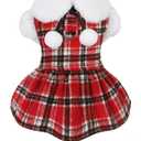 Sebaoyu Dog Christmas Sweater Dress, Winter Cute Warm Fleece Dog Sweater Dresses for Small Dogs Girl, Chihuahua Yorkie Soft Pet Doggie Coat Clothing Flanne Lining Cat Apparel (Red, XS)