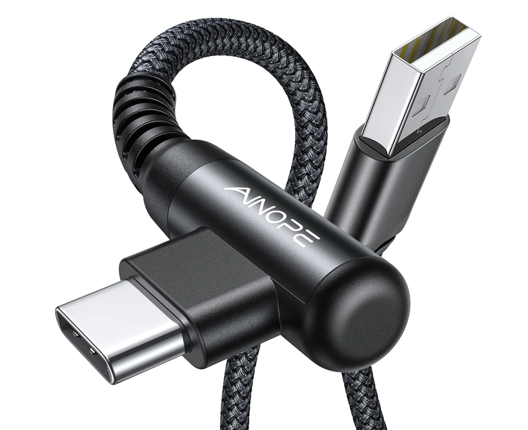 AINOPE USB to USB C Cable [2Pack, 6.6ft] 3.1A Type C Charger Fast Charging, Right Angle USB C Cable for iPhone 17 Carplay Cable, Galaxy S10+ S10 S9, Note 10 9, LG V30, Moto, iPhone 16 15 Charger Cord