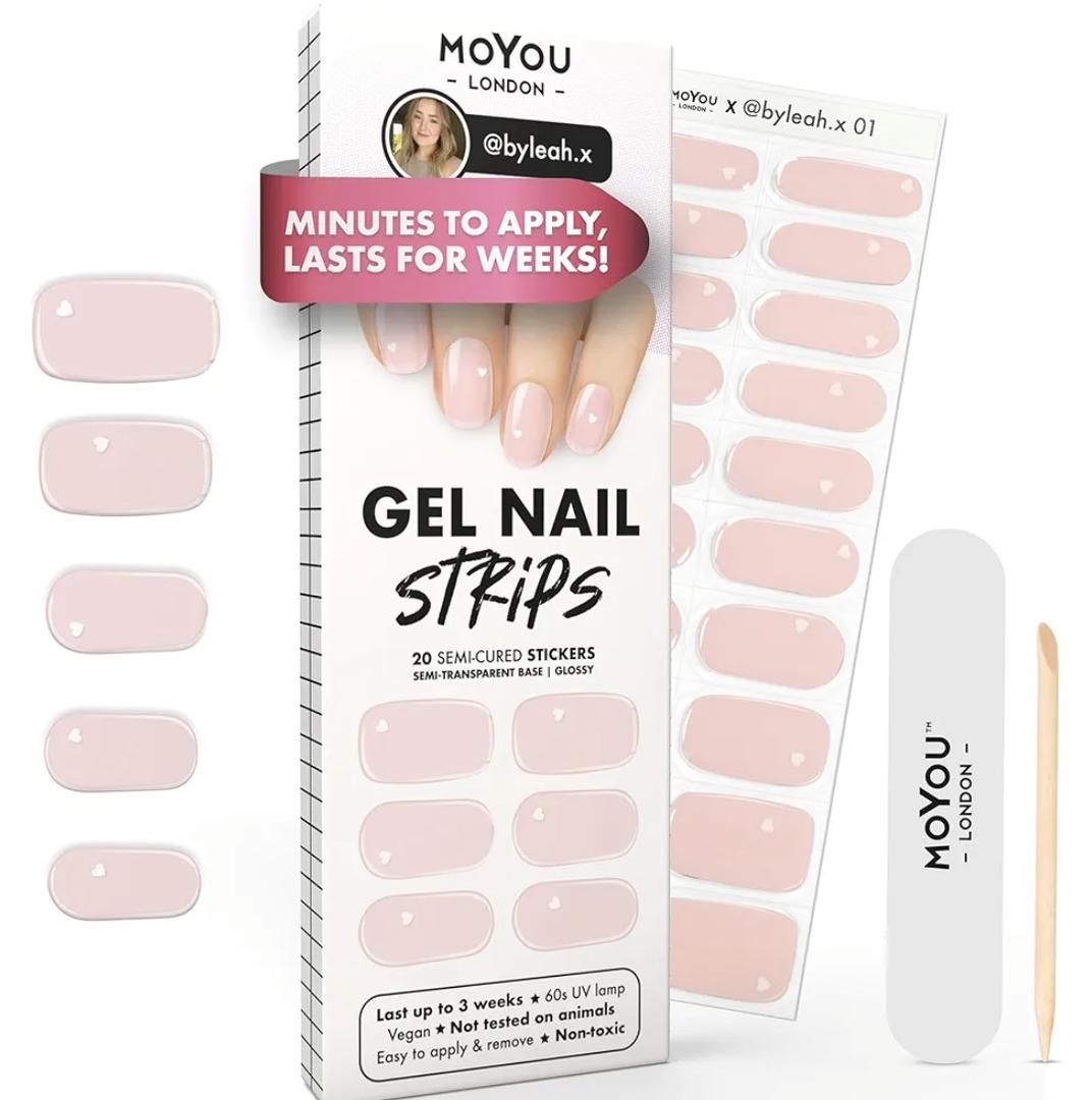 MOYOU LONDON Semi Cured Gel Nail Strips - 20 Pcs. Waterproof Gel Nail Wraps, Cures in Sunlight or UV/LED Lamp, Lasts Up to 2+ Weeks, Stretchable, Easy to Apply & Remove, Vegan & Cruelty-Free Pack of 5