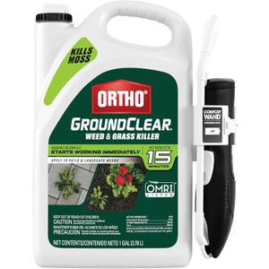 Ortho GroundClear Weed & Grass Killer with Comfort Wand - Kills Dandelions, Chickweed, Crabgrass, Moss & More, OMRI Listed, Ready-to-Use Grass and Weed Killer Spray, 1 gal.