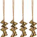 4 Pcs Witch Bells Protection for Door, Hangers Wind Chimes, Door Bell Hanger Christmas Bells for Boho Home Room Decor
