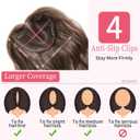 Hair Toppers for Women Thinning Hairs 24 Inch Long Layered Topper Curly Synthetic Wiglets Pieces Hand-Tied Hairline Synthetic Clip on Hair Topper for Women Dark Brown Mix Golden Brown
