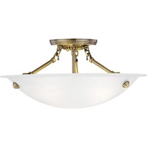 Livex Lighting 4273-01 Oasis 3-Light Ceiling Mount, Antique Brass