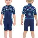 Goldfin Kids Wetsuit for Girls Boys, 2mm 3mm Toddler Shorty Neoprene Front Zip Wet Suits Keep Warm for Water Sports Surfing Snorkeling Swimming (6)