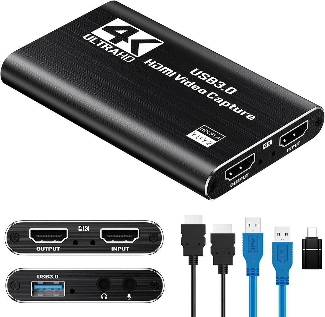 Papeaso HDMI Capture Card, 1080P 60FPS USB 3.0 Video Capture Device for Streaming, Compatible with Switch, PS5, PS4, Xbox, Camera, PC