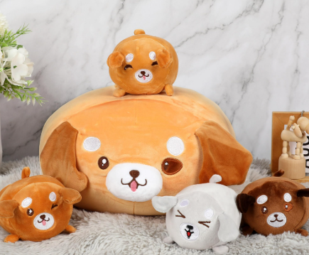 5 Pcs Corgi Dog Stuffed Animals for Kids,15.7" Mommy Dog Plush with 4 Babies Puppy Inside,Soft Corgi Shiba Inu Dog Plushies Toys Pillow Gifts for Dog Lover Christmas, Valentine's, Birthday