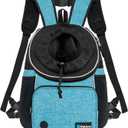 PetAmi Adjustable Cat & Dog Chest Carrier Backpack, Ventilated for Hiking & Camping, Max 15 lbs, Teal Blue
