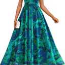 ZESICA Women's Summer Sleeveless Floral Maxi Dress 2026 Casual Crewneck Mesh A Line Flowy Boho Beach Party Long Dresses, M