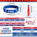 4th of July Themed Wristbands & Keychains 50Pcs - Patriotic Silicone Bracelets and Key Ring Set, Red White Blue Accessories for Independence Day, Memorial Day, Labor Day Party Favors