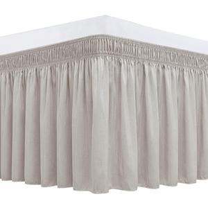 Biscaynebay Wrap Around Bed Skirts for King & Cal King Beds Short Drop of 12", Camel Grey Adjustable Elastic Dust Ruffles Easy Fit Wrinkle Resistant Silky Luxurious Fabric Machine Washable (King-12" Drop)