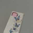 UEEBAI Wallet Case for iPhone 15, PU Leather Phone Case Kickstand RFID Blocking Flip Case Card Slots Wrist Strap Relief Engraved Pattern Magnetic Closure Flower Folio Case, Blue Butterfly